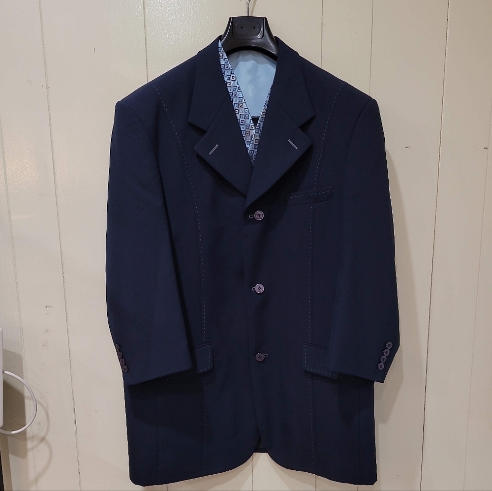 Milano Moda Men's High Fashion 3 Button Pinstripe Sport Jacket and Vest